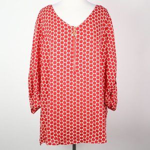 NWOT Roz & Ali Womens 3X Polka Dot Zip Neck Roll Tab Blouse Top